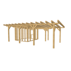 Bauplan Carport mit Geräteschuppen 22 3D-Ansicht schräg von vorn