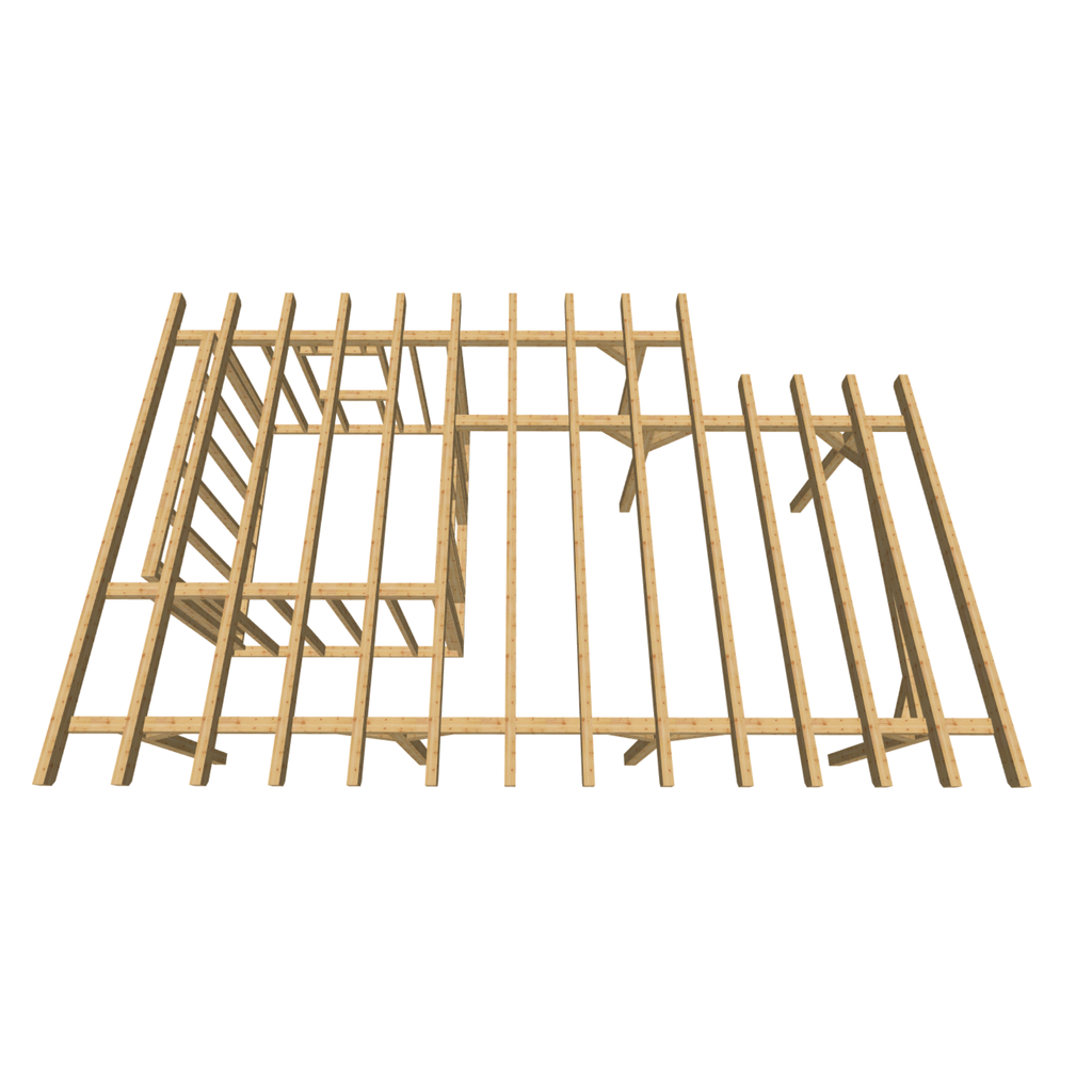 Bauplan Carport mit Geräteschuppen 22 3D-Draufsicht