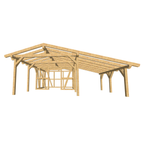 Bauplan Carport mit Geräteschuppen 23 3D-Frontansicht