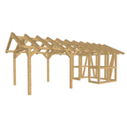 Bauplan Carport mit Geräteschuppen 3 3D-Ansicht schräg von vorn