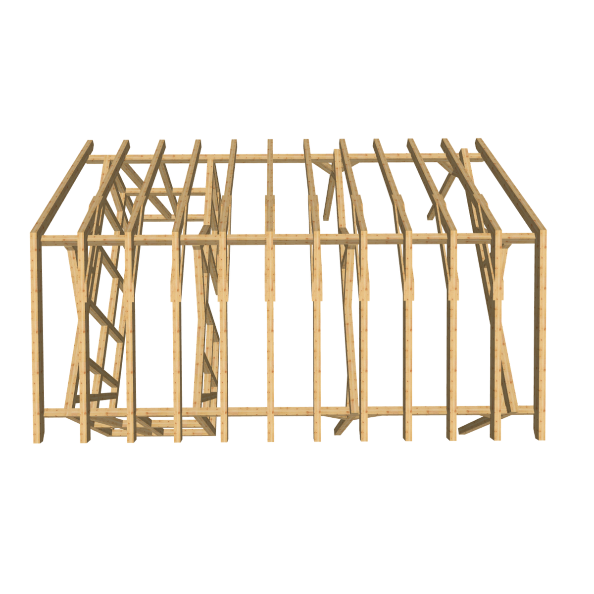Bauplan Carport mit Geräteschuppen 4 3D-Draufsicht