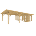 Bauplan Carport mit Geräteschuppen 5 3D-Ansicht schräg von vorn