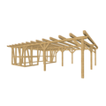 Bauplan Carport mit Geräteschuppen 6  3D-Ansicht schräg von vorn