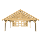 Bauplan Carport mit Geräteschuppen 7 3D-Frontansicht
