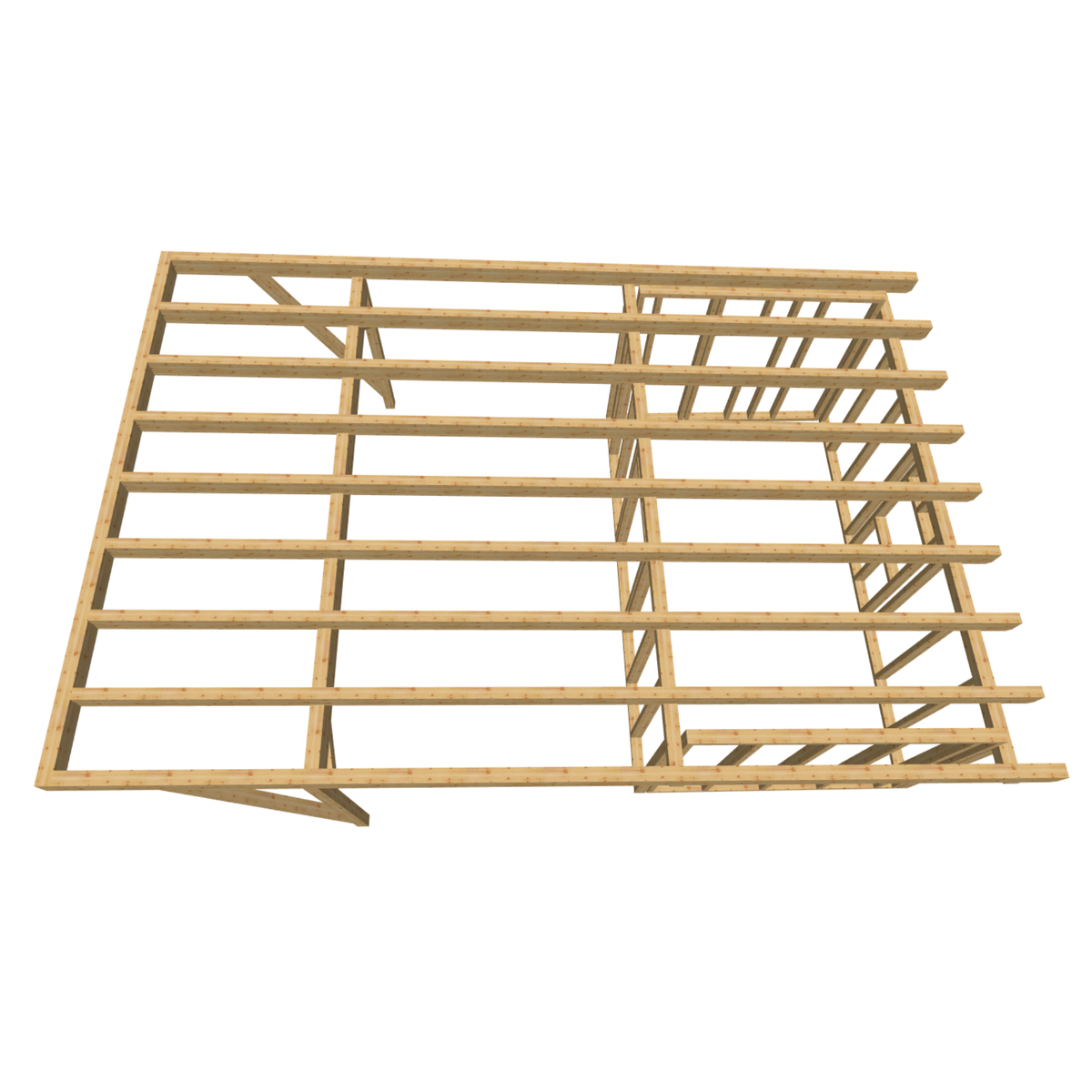 Bauplan Carport mit Geräteschuppen 9 3D-Draufsicht