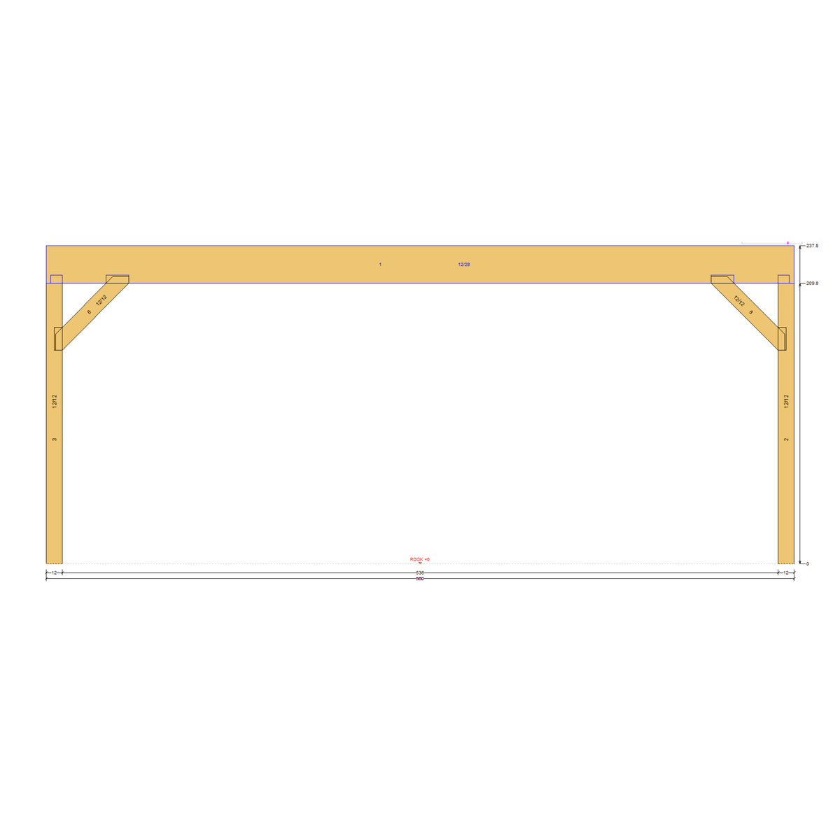 Bauplan Carport mit Geräteschuppen 9 Seitenansicht mit Bemaßung