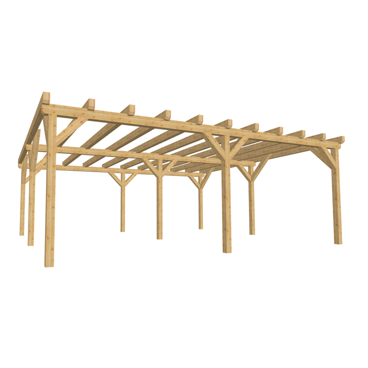 Bauplan Doppelcarport Flachdach 10 3D-Ansicht schräg von vorn