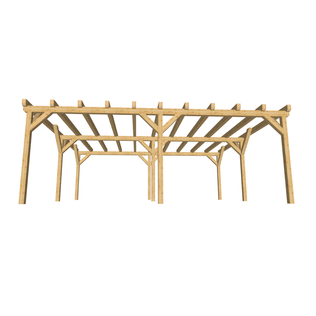 Bauplan Doppelcarport Flachdach 10 3D-Frontansicht