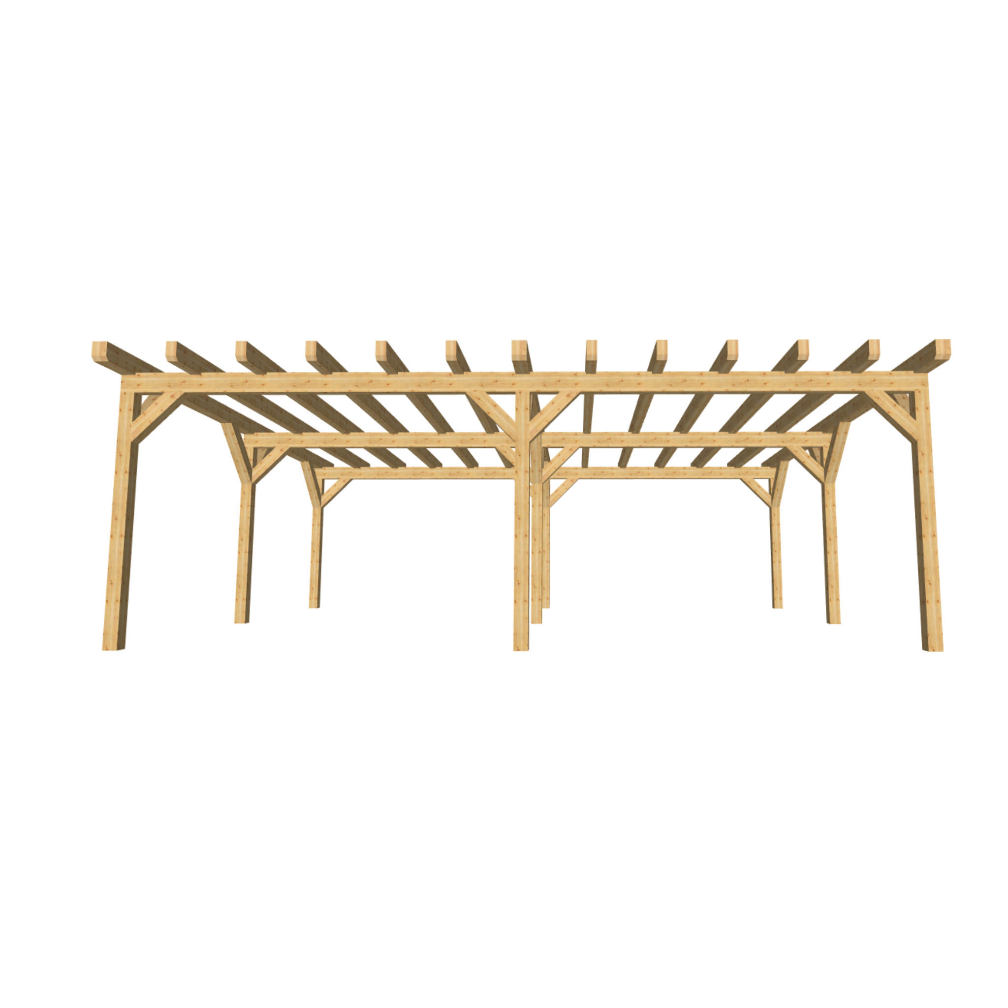 Bauplan Doppelcarport Flachdach 11 3D-Frontansicht