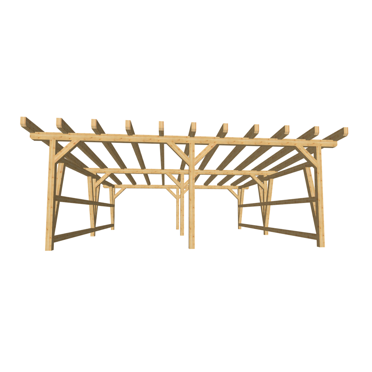 Bauplan Doppelcarport Flachdach 12 3D-Frontansicht