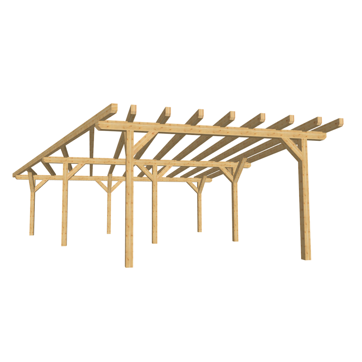 Bauplan Doppelcarport Flachdach 13 3D-Ansicht schräg von vorn