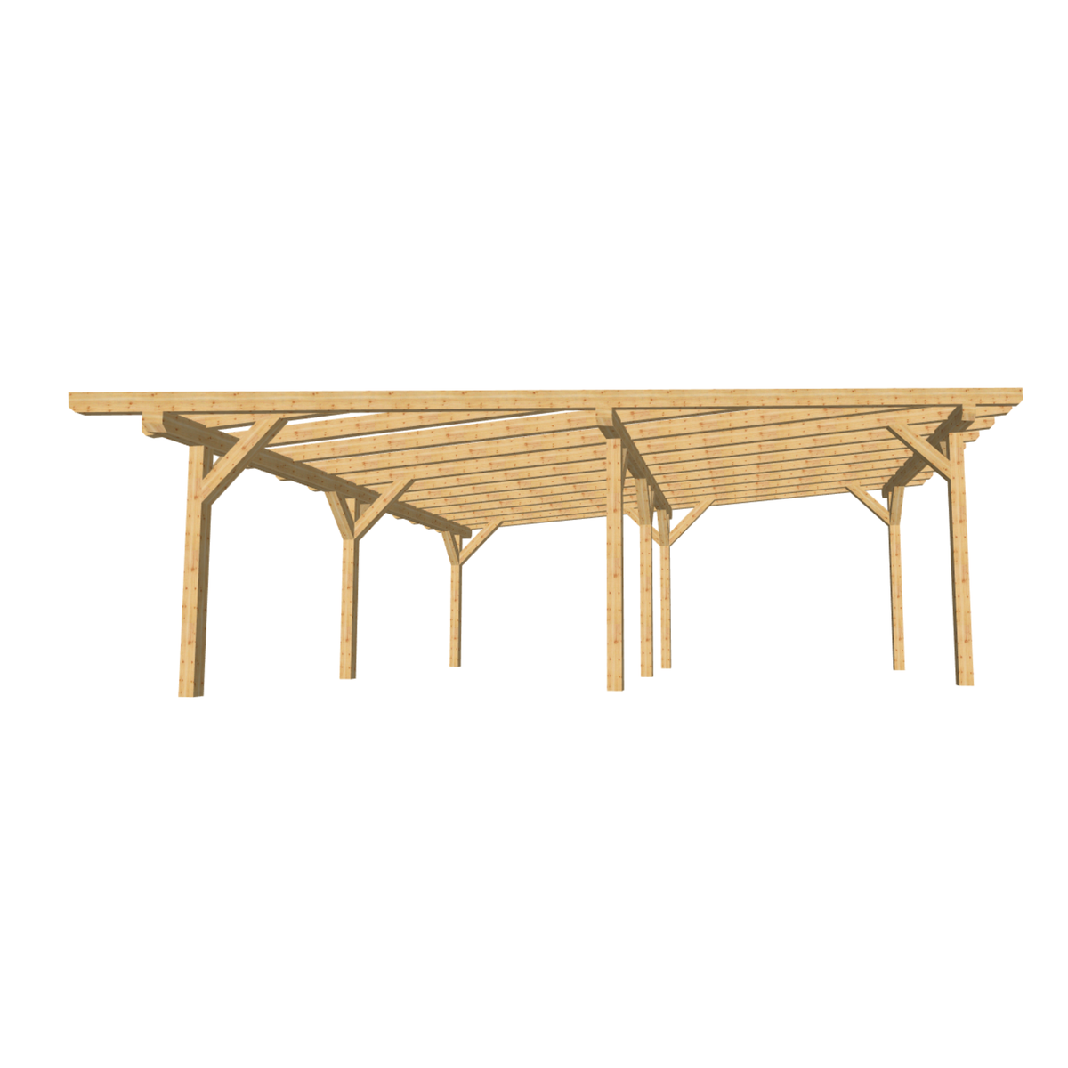 Bauplan Doppelcarport Flachdach 13 3D-Frontansicht
