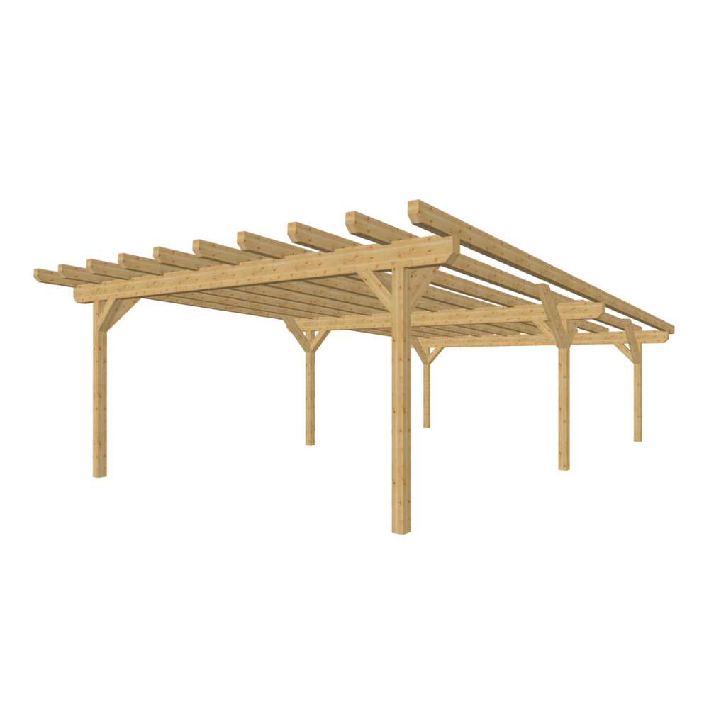 Bauplan Doppelcarport Flachdach 5 3D-Ansicht schräg von vorn