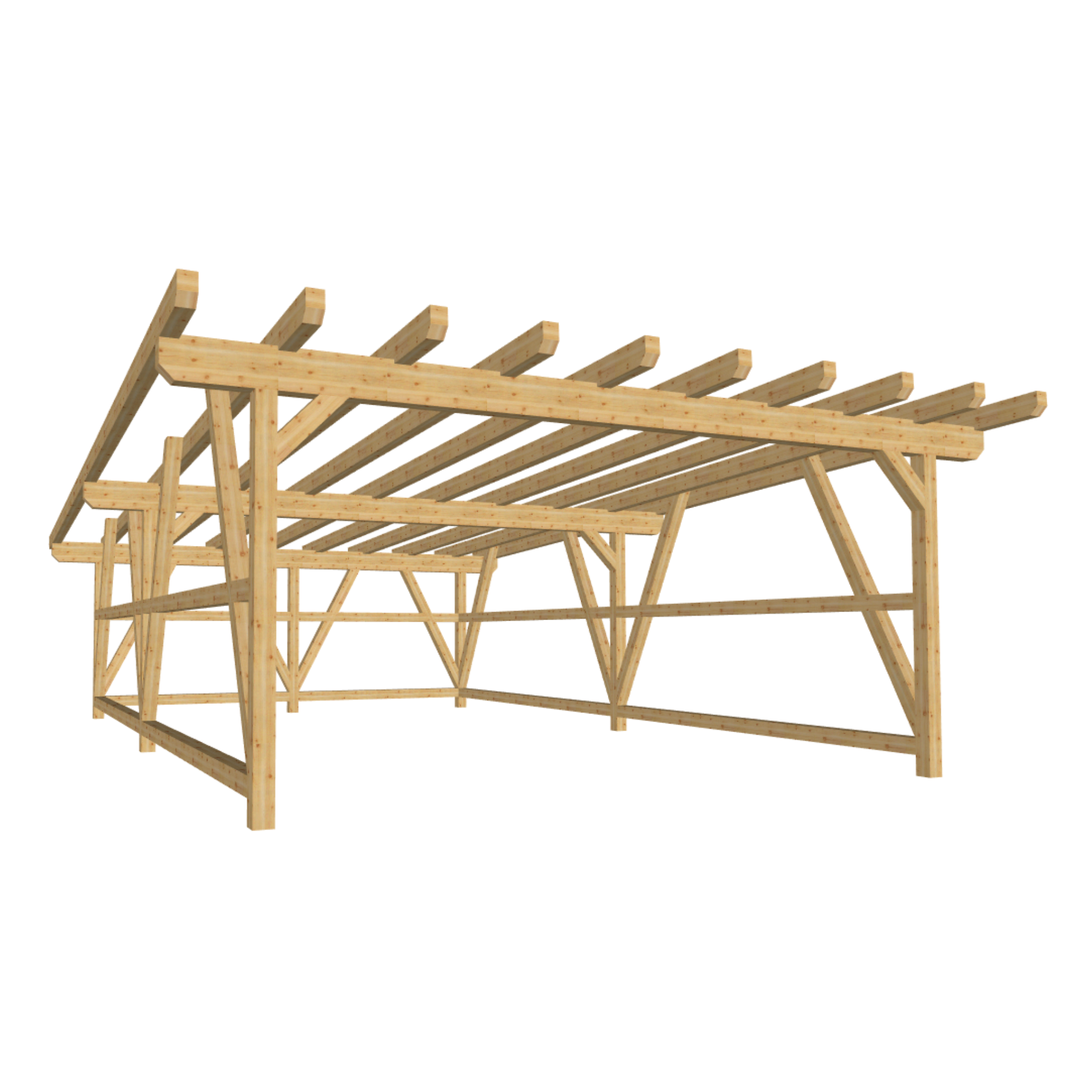 Bauplan Doppelcarport Flachdach 6 3D-Ansicht schräg von vorn