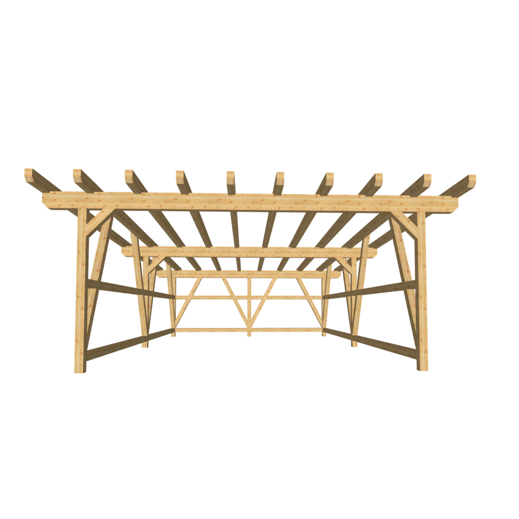 Bauplan Doppelcarport Flachdach 6 3D-Frontansicht