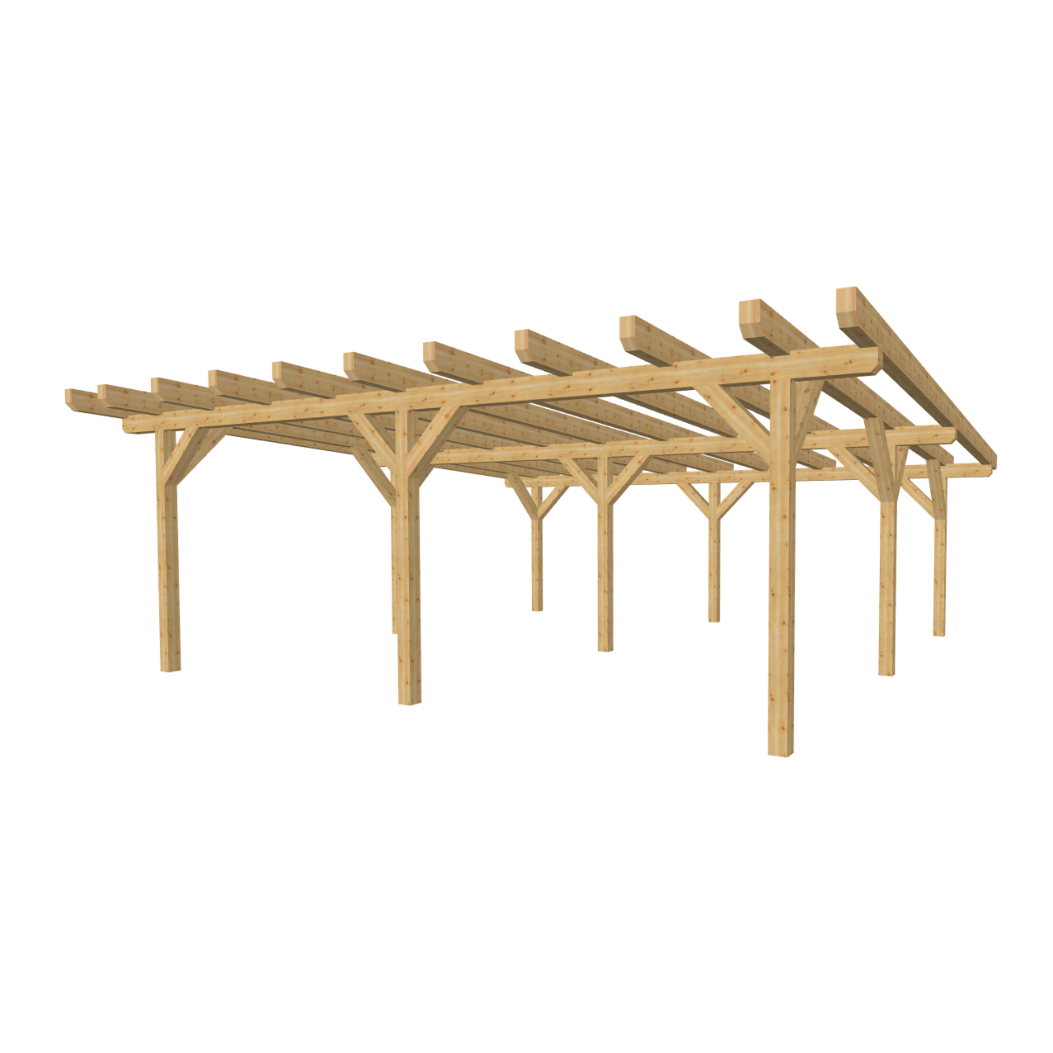 Bauplan Doppelcarport Flachdach 7  3D-Ansicht schräg von vorn