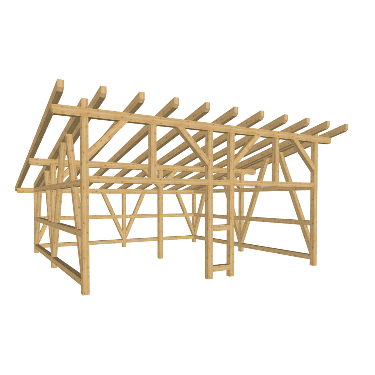 Bauplan Doppelcarport Flachdach 8 3D-Ansicht schräg von vorn