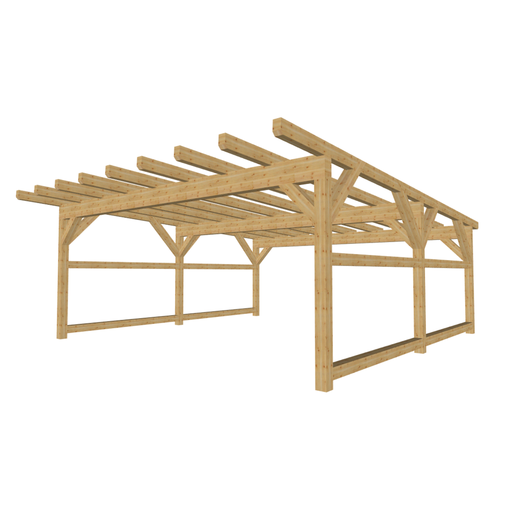 Bauplan Doppelcarport Flachdach 9 3D-Ansicht schräg von vorn