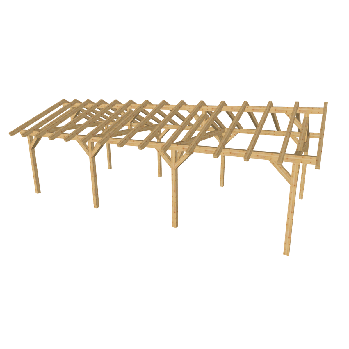 Bauplan Doppelcarport Satteldach 10 3D-Ansicht schräg von vorn