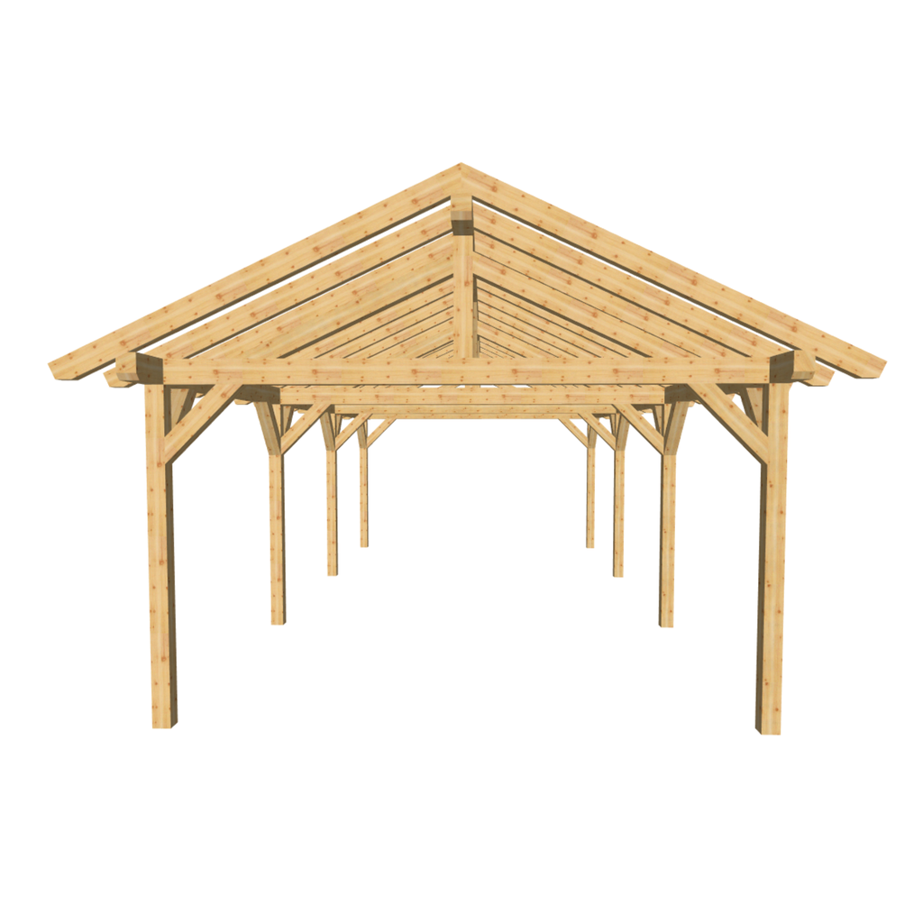Bauplan Doppelcarport Satteldach 10 3D-Frontansicht