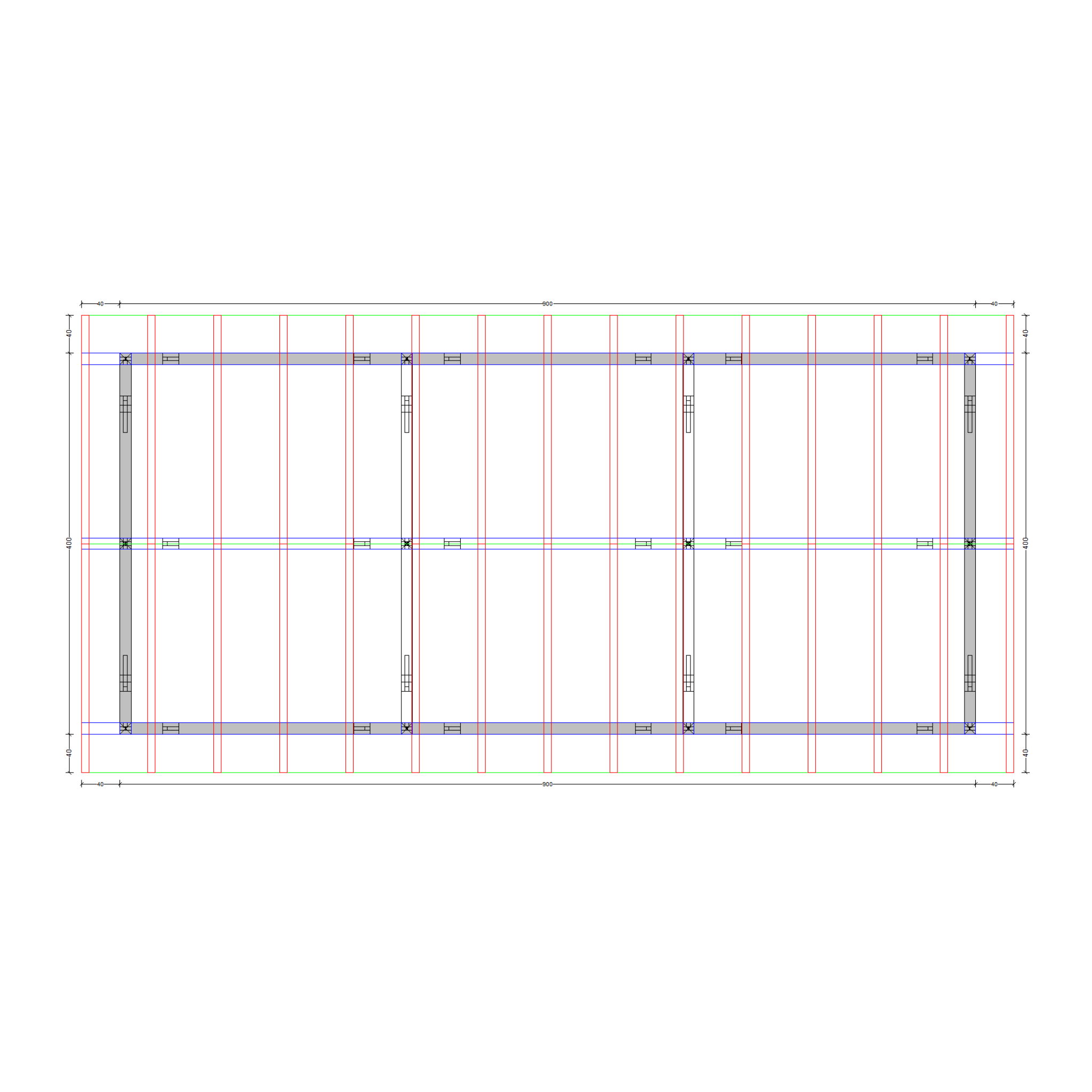 Bauplan Doppelcarport Satteldach 10 Draufsicht mit Bemaßung