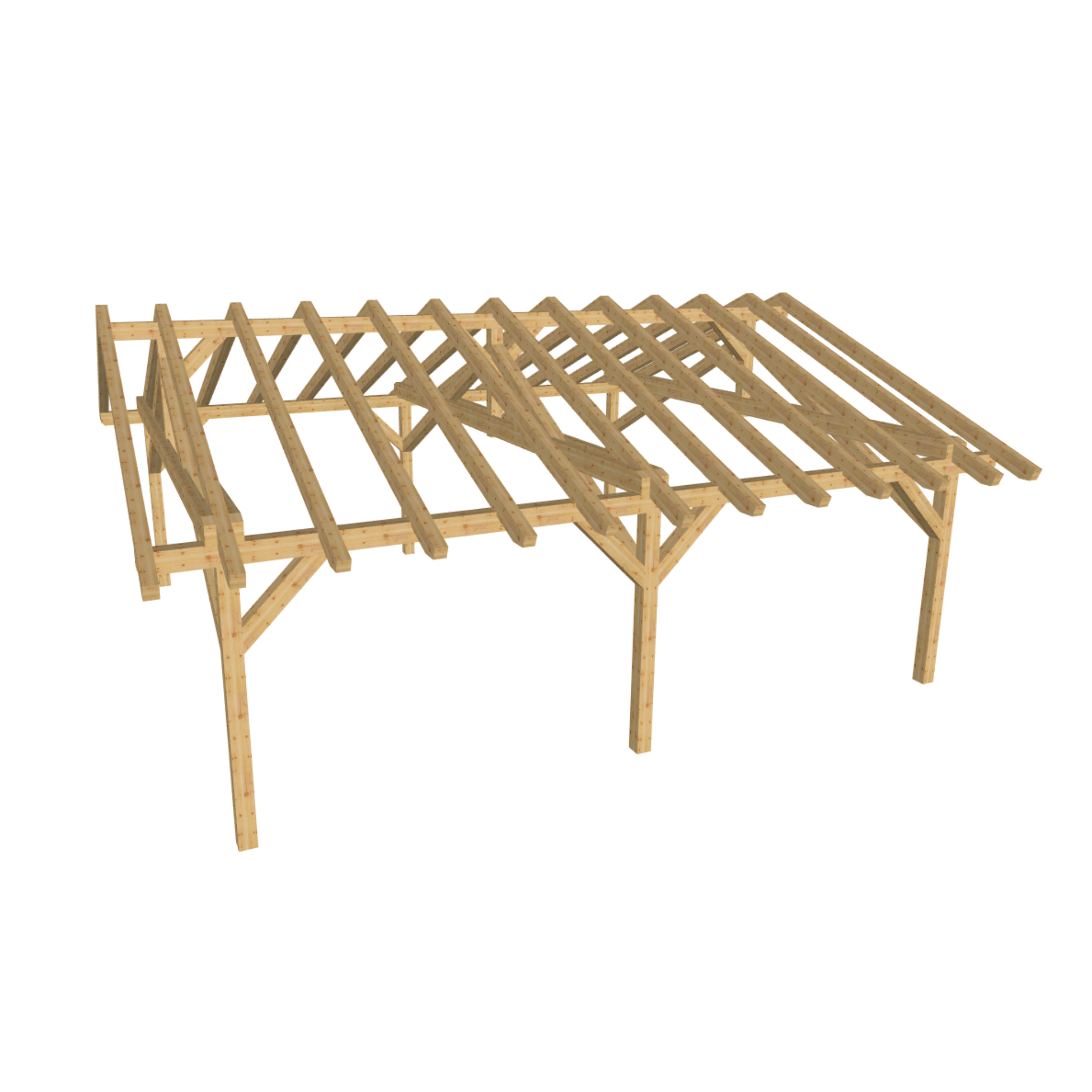 Bauplan Doppelcarport Satteldach 11 3D-Ansicht schräg von vorn