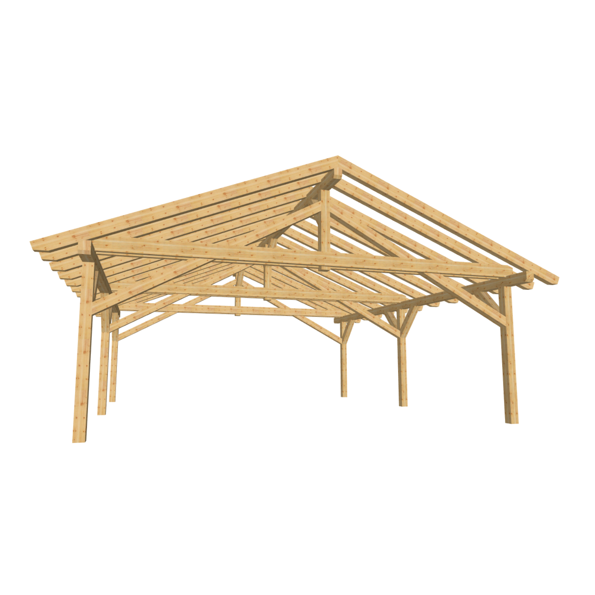 Bauplan Doppelcarport Satteldach 11 3D-Frontansicht