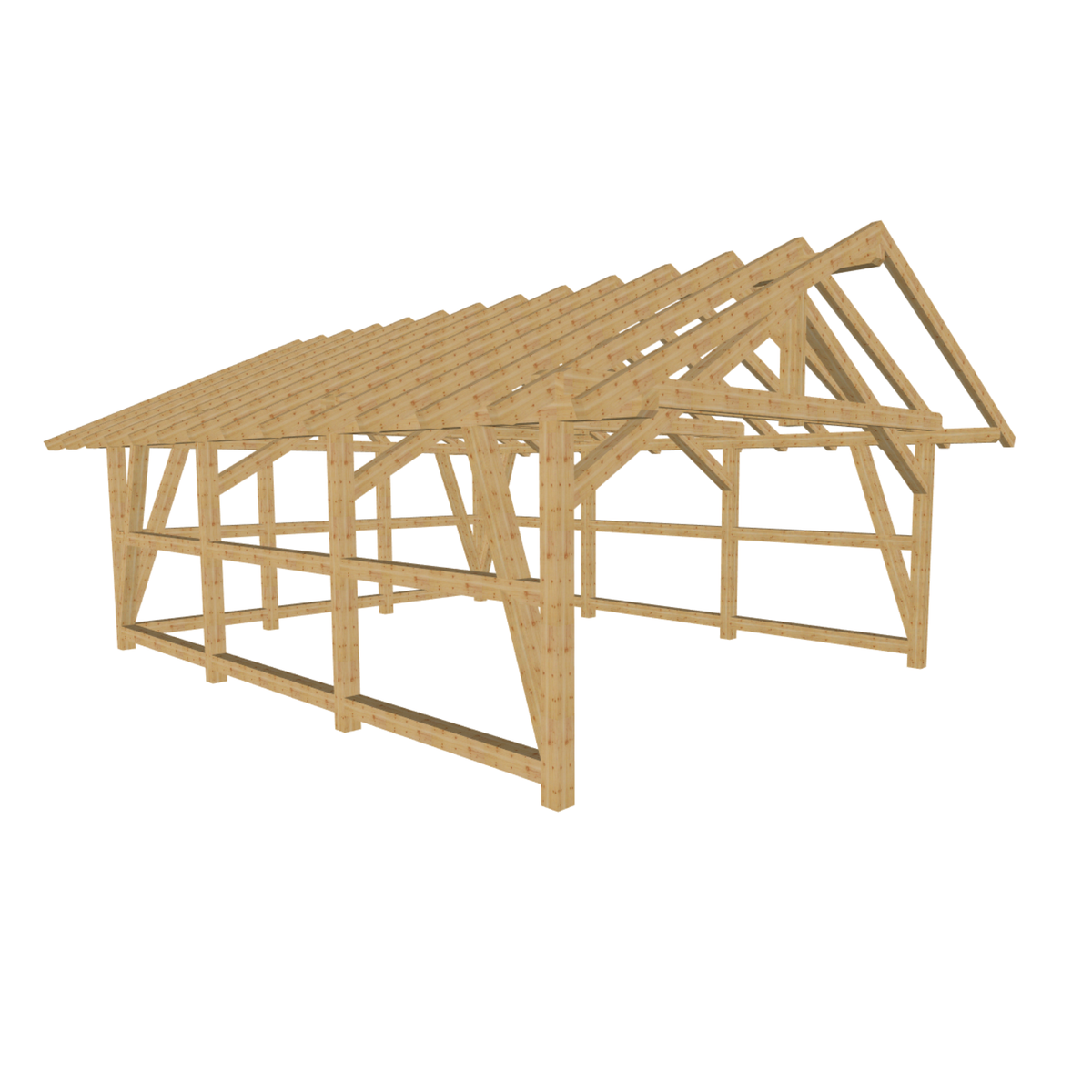 Bauplan Doppelcarport Satteldach  3D-Ansicht schräg von vorn2