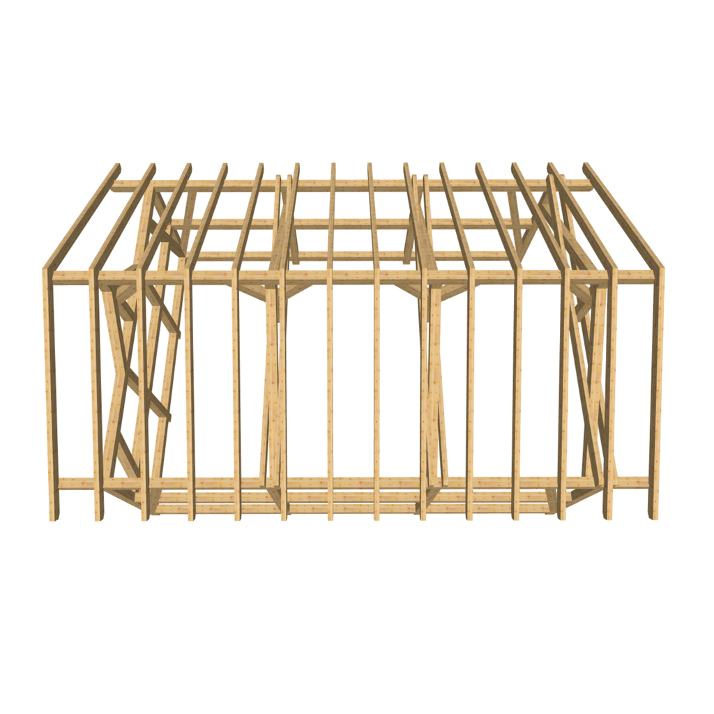 Bauplan Doppelcarport Satteldach 12 3D-Draufsicht