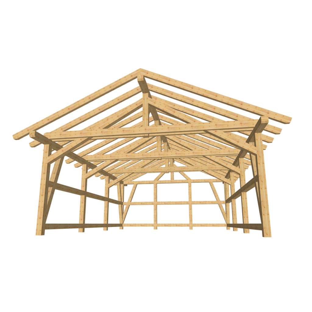 Bauplan Doppelcarport Satteldach 12 3D-Frontansicht