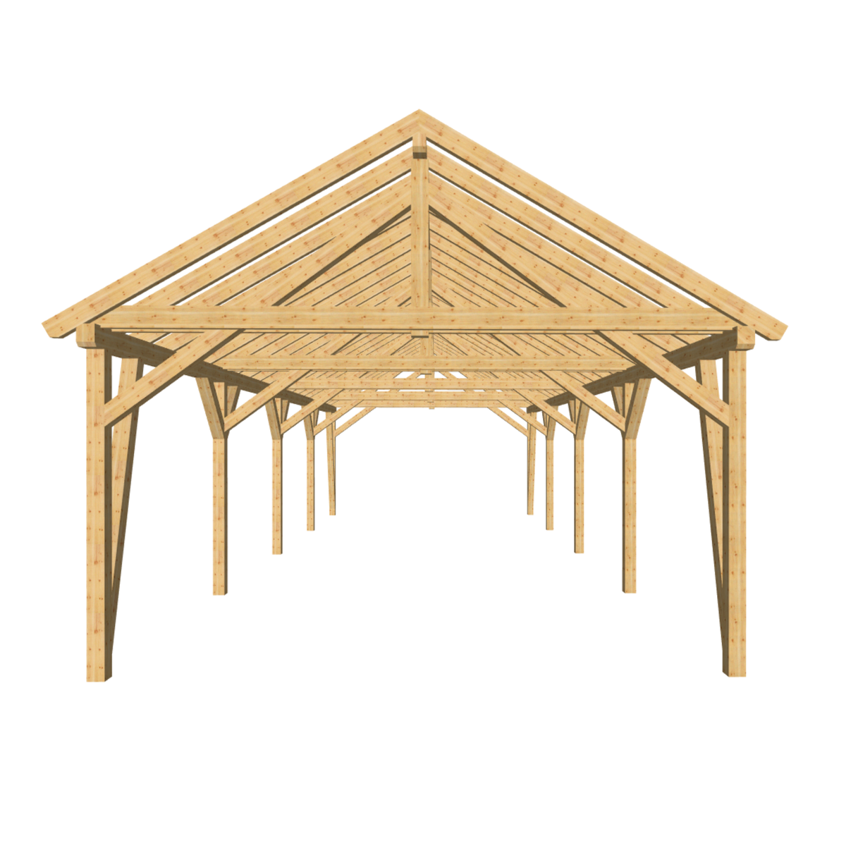 Bauplan Doppelcarport Satteldach 13 3D-Frontansicht