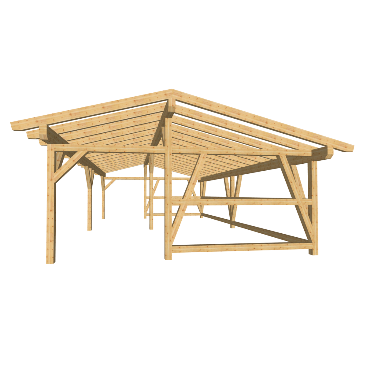 Bauplan Doppelcarport Satteldach 15 3D-Frontansicht