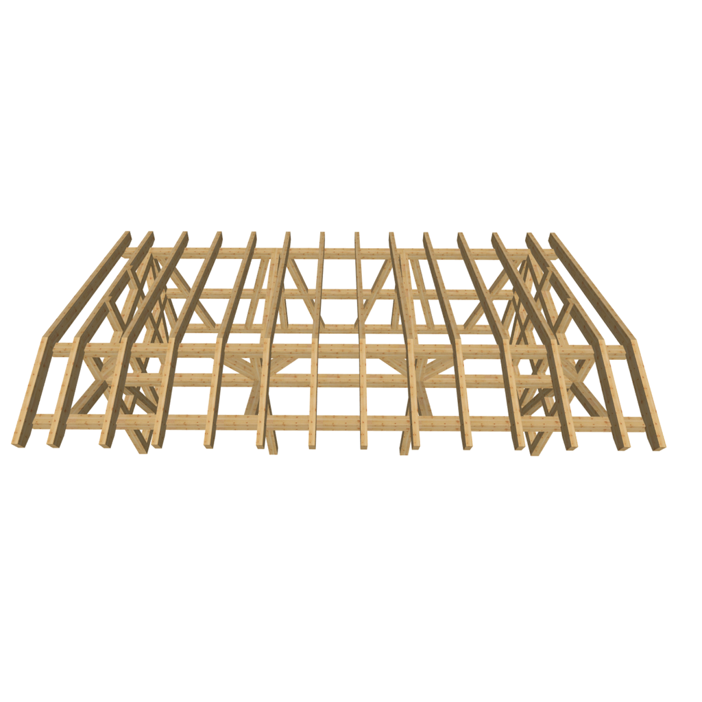 Bauplan Doppelcarport Satteldach 16 3D-Draufsicht