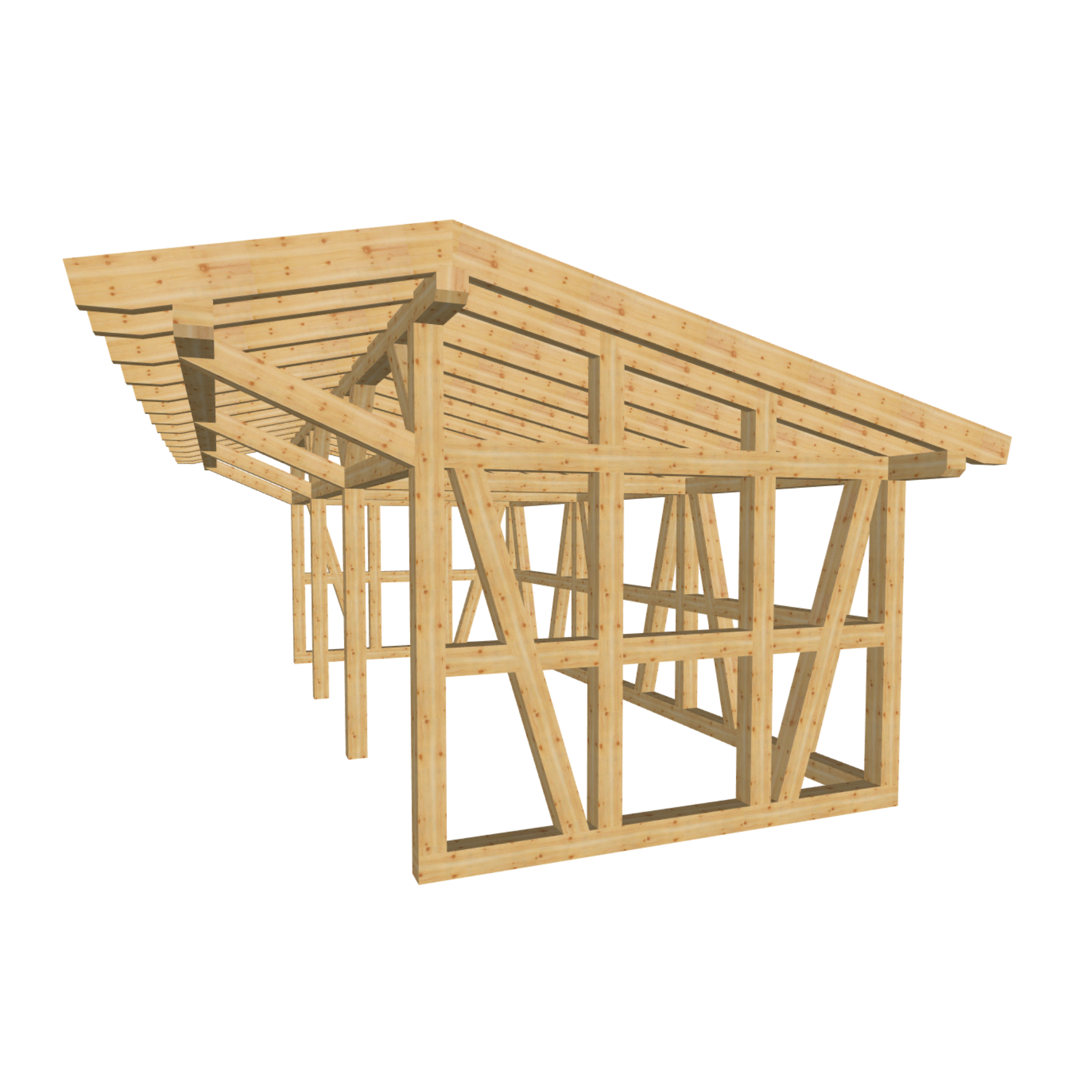 Bauplan Doppelcarport Satteldach 16 3D-Frontansicht