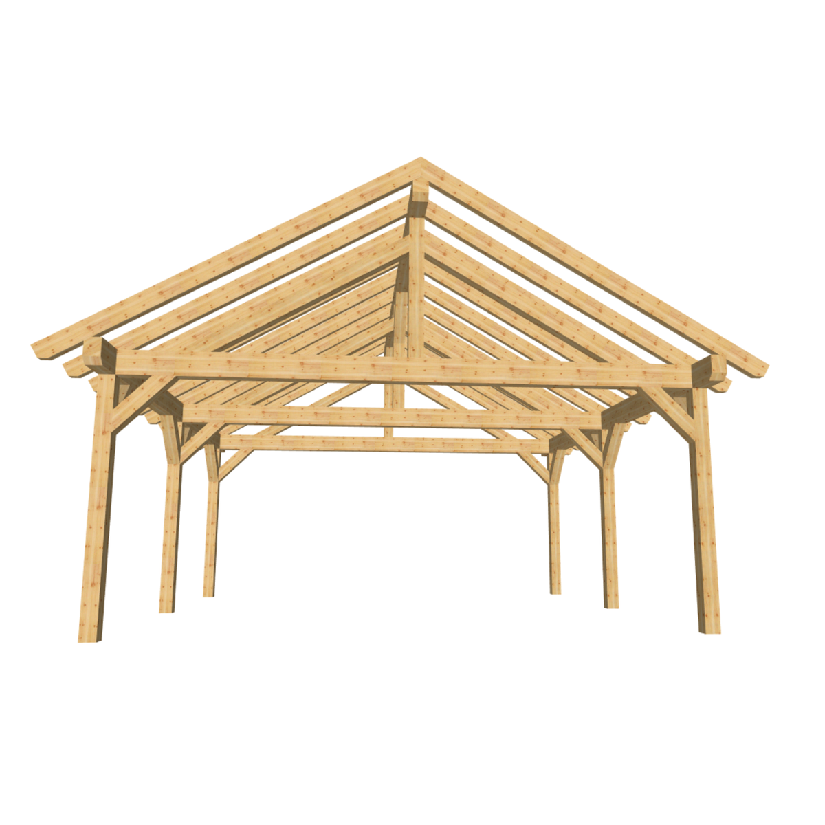Bauplan Doppelcarport Satteldach 17 3D-Frontansicht