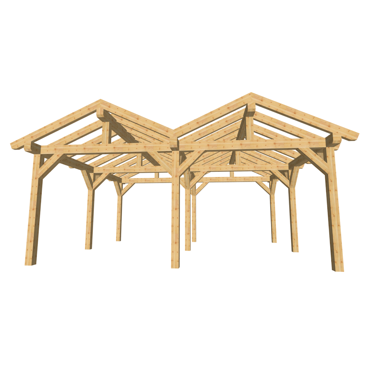 Bauplan Doppelcarport Satteldach 18 3D-Frontansicht