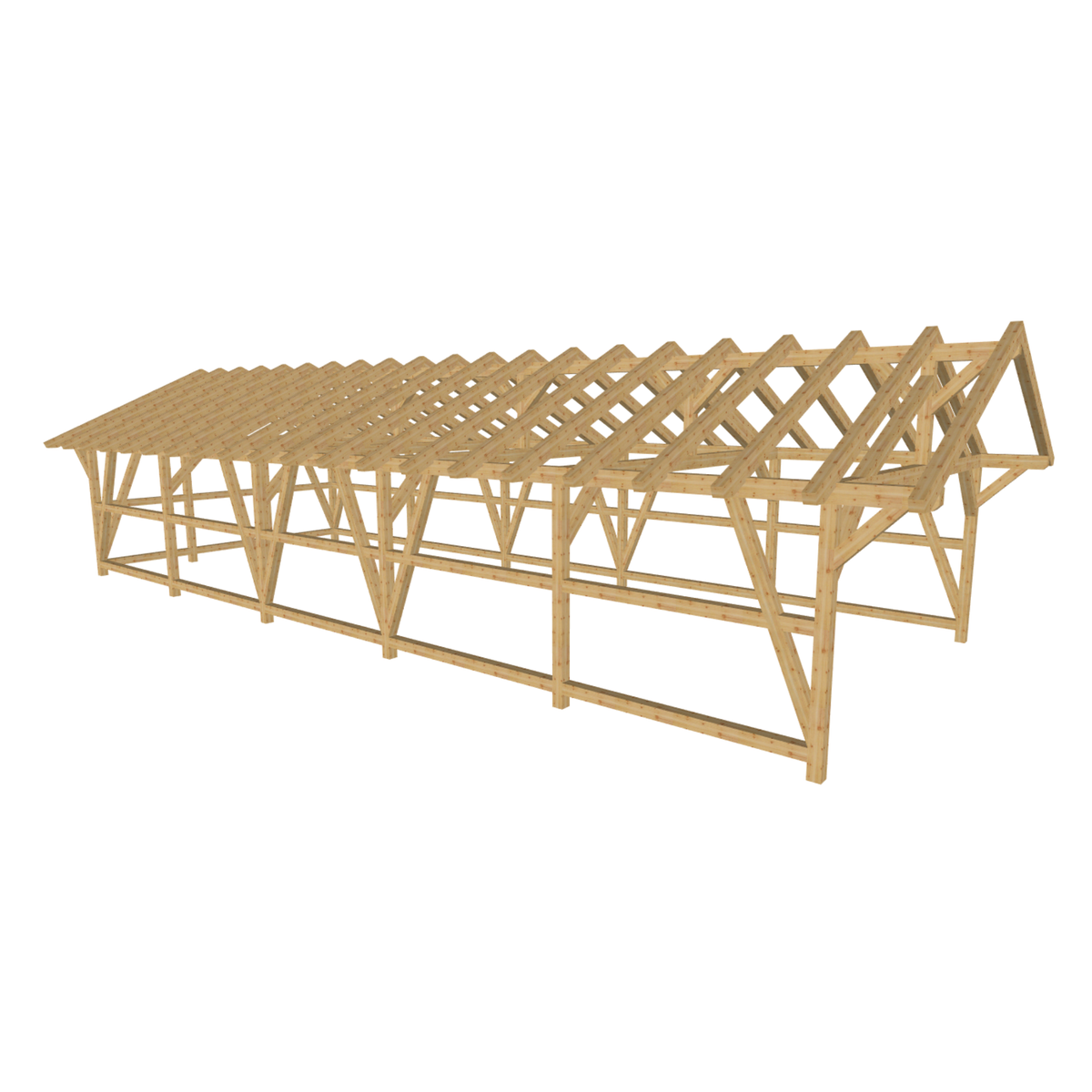 Bauplan Doppelcarport Satteldach 19 3D-Ansicht schräg von vorn