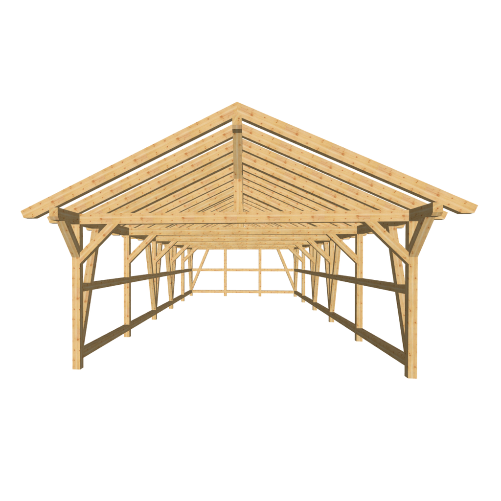 Bauplan Doppelcarport Satteldach 19 3D-Frontansicht