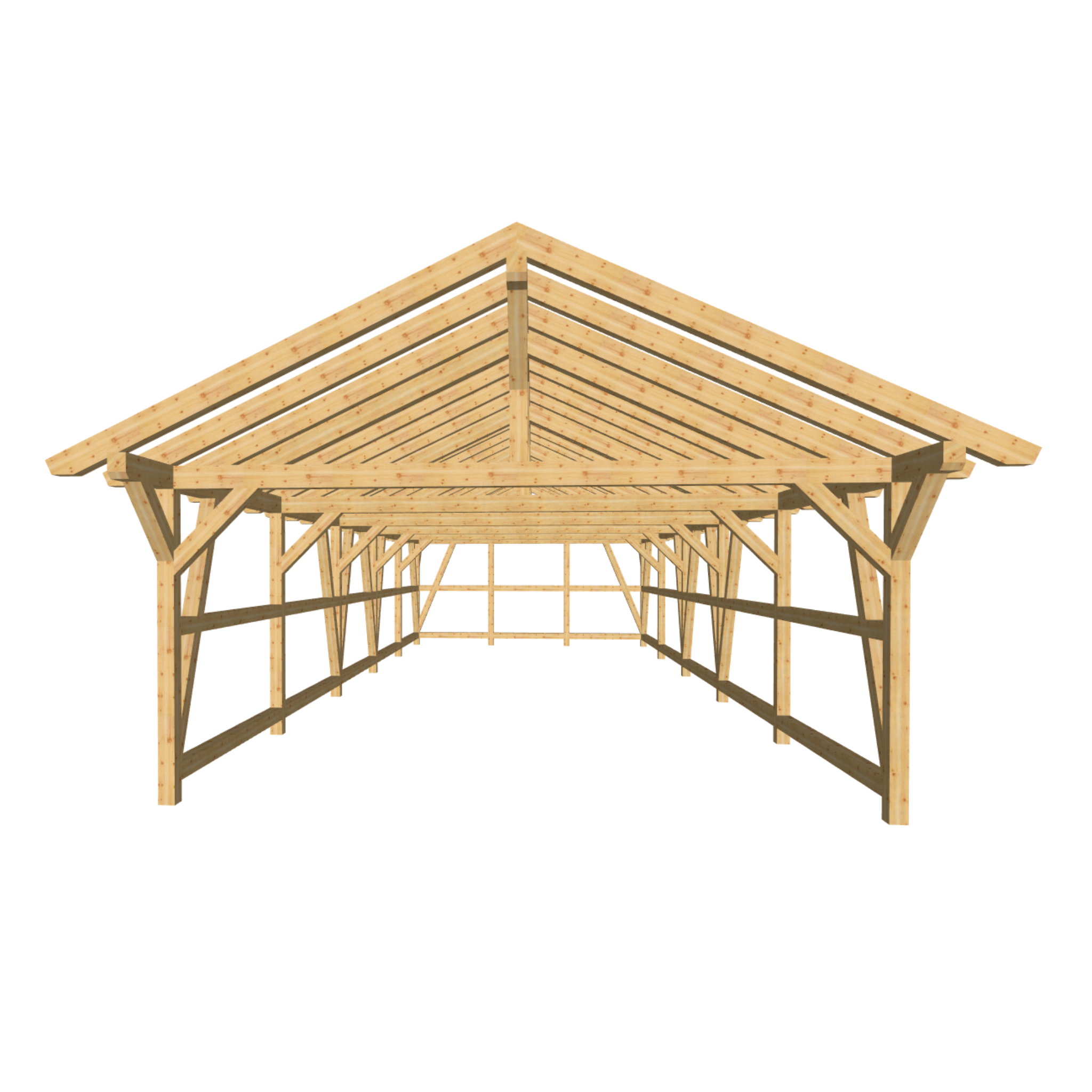 Bauplan Doppelcarport Satteldach 19 3D-Frontansicht