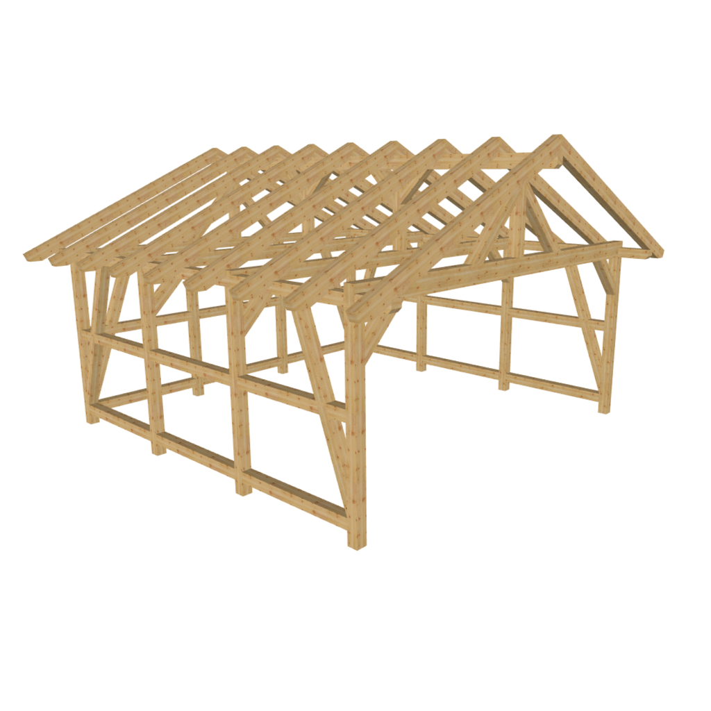 Doppelcarport Satteldach 2 – 3D-Ansicht schräg von vorn