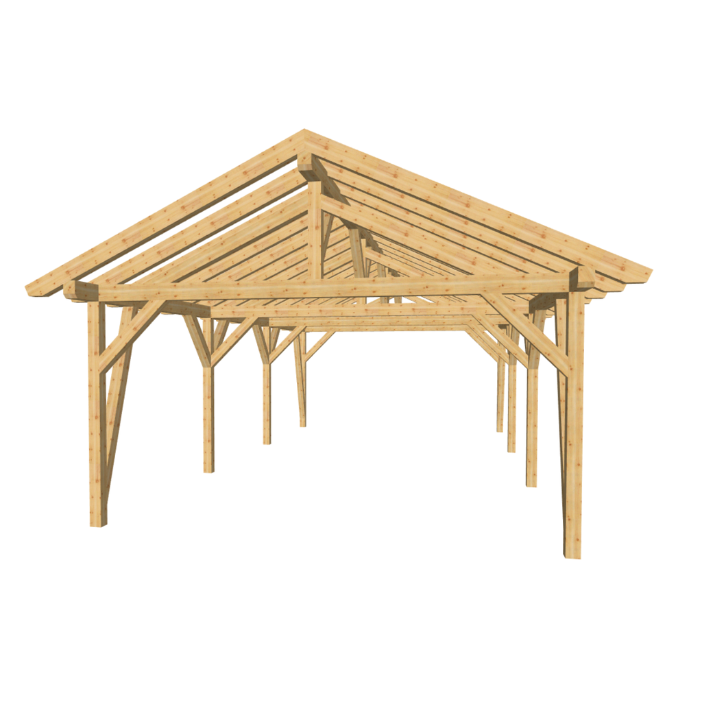 Bauplan Doppelcarport Satteldach 22 3D-Frontansicht