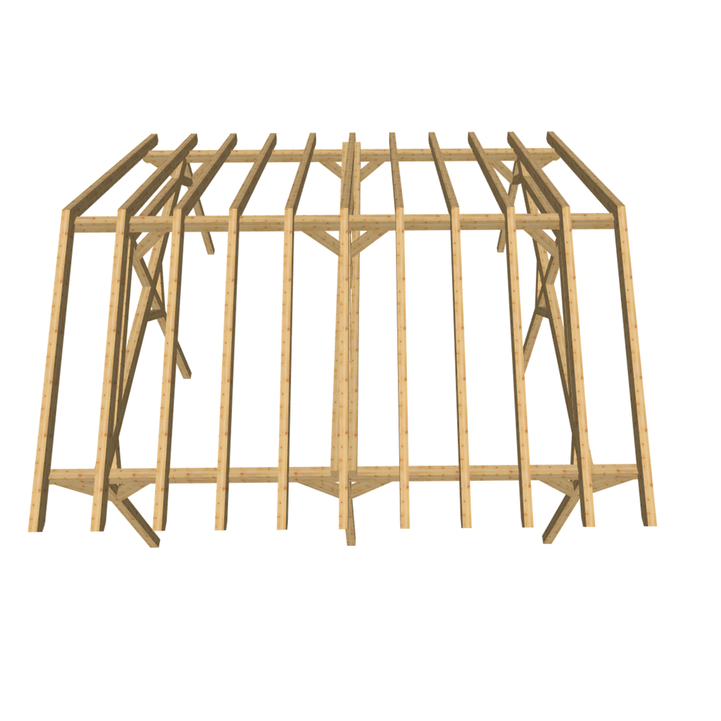 Bauplan Doppelcarport Satteldach 23 3D-Draufsicht