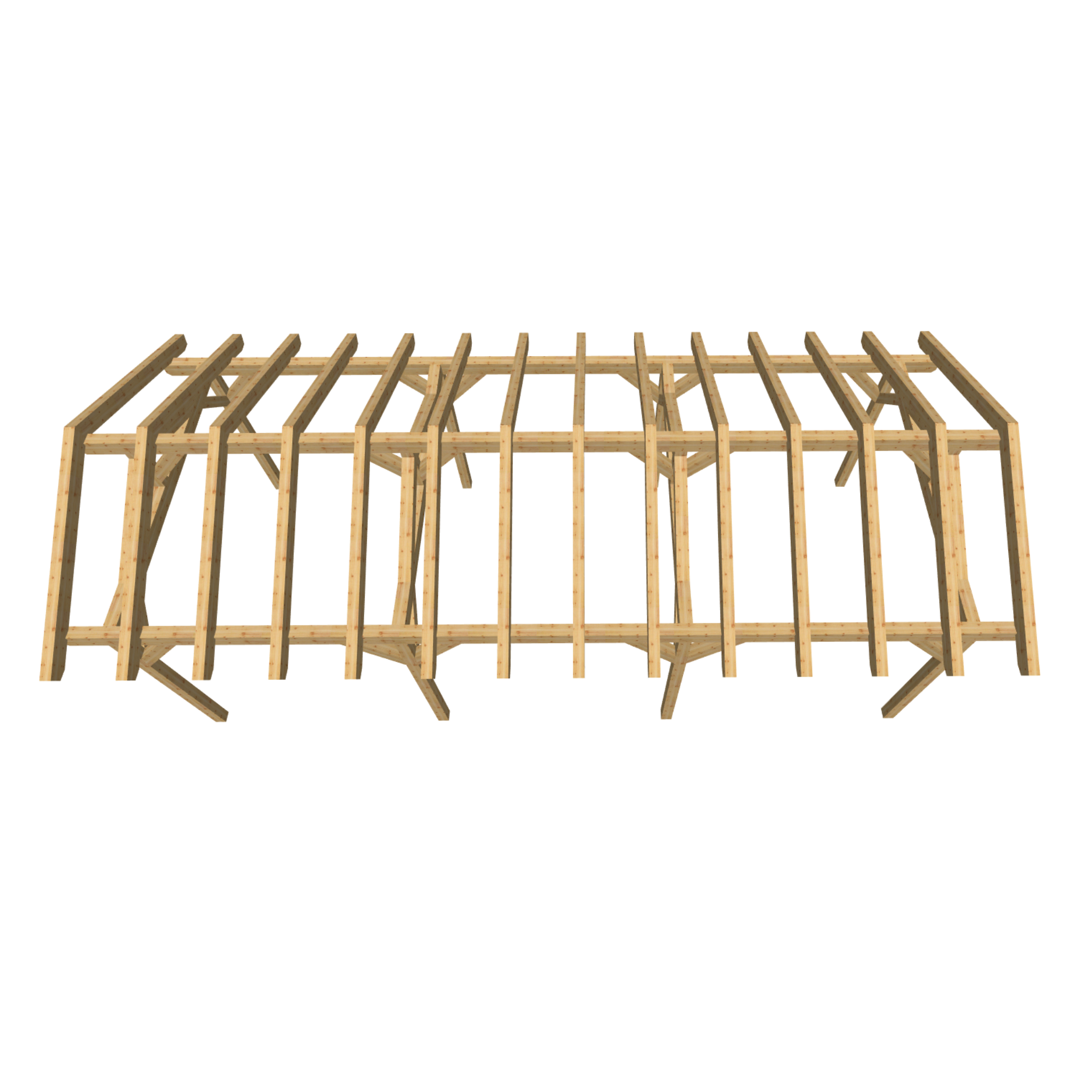 Bauplan Doppelcarport Satteldach 26 3D-Draufsicht