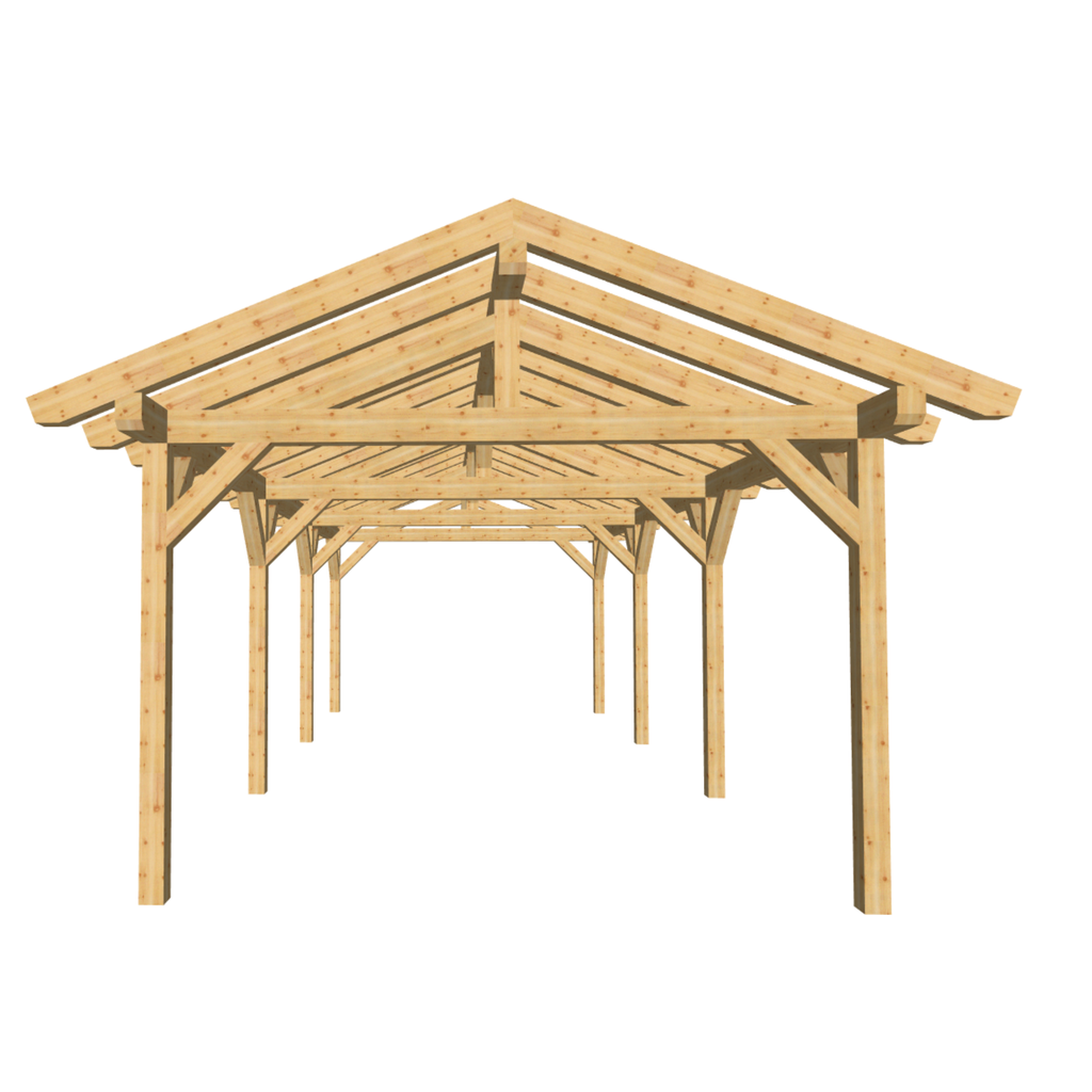 Bauplan Doppelcarport Satteldach 26 3D-Frontansicht