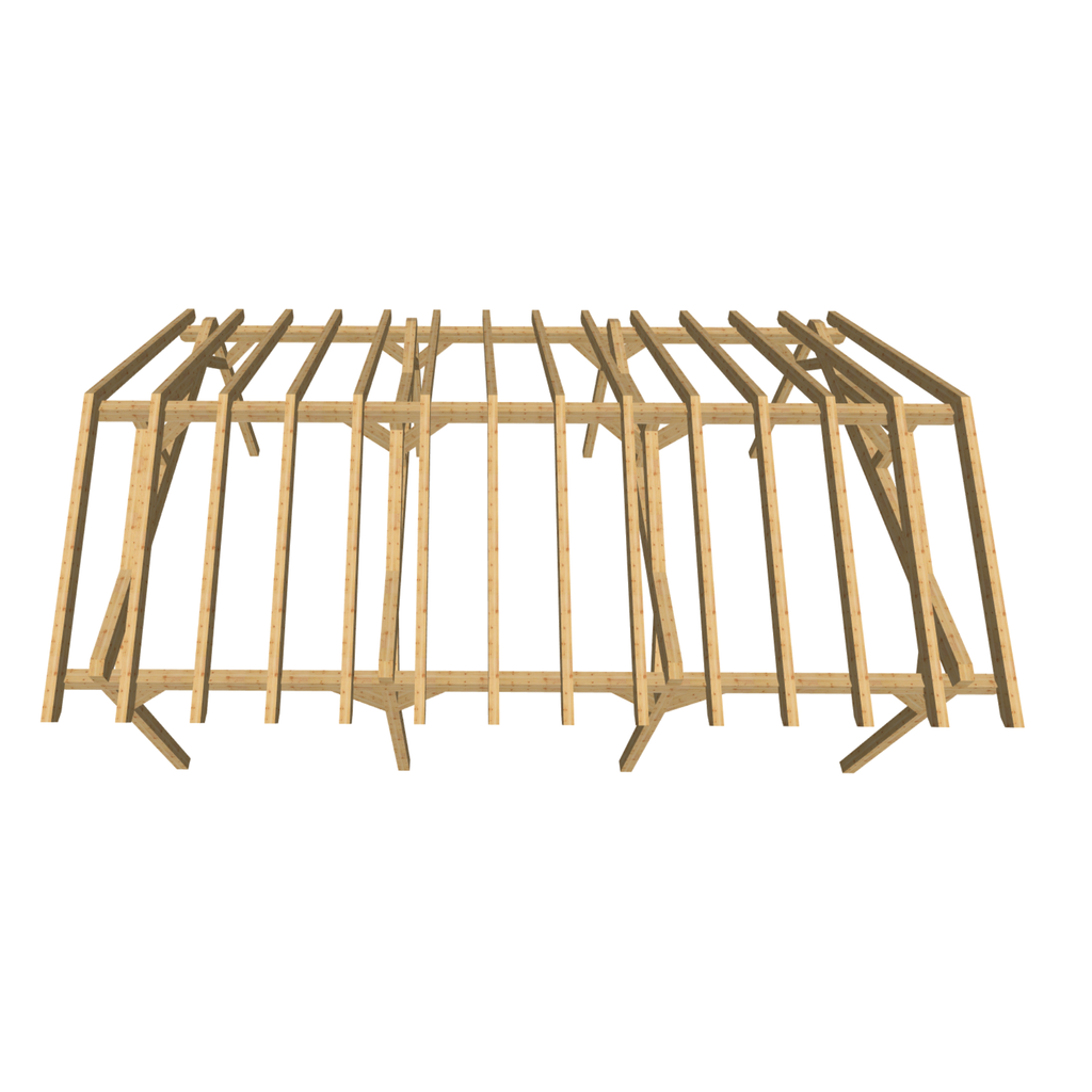 Bauplan Doppelcarport Satteldach 28 3D-Draufsicht