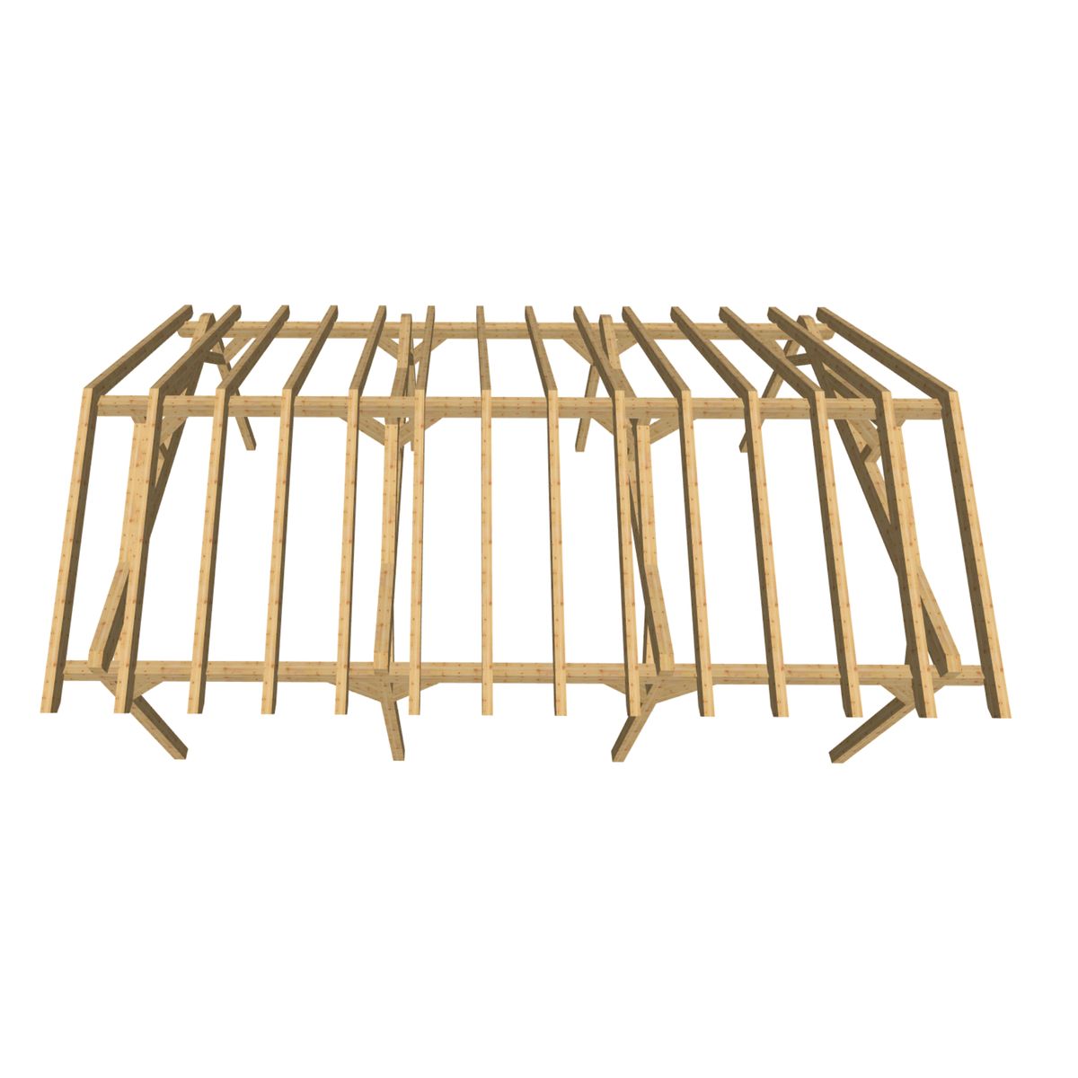 Bauplan Doppelcarport Satteldach 28 3D-Draufsicht