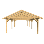 Bauplan Doppelcarport Satteldach 28 3D-Frontansicht