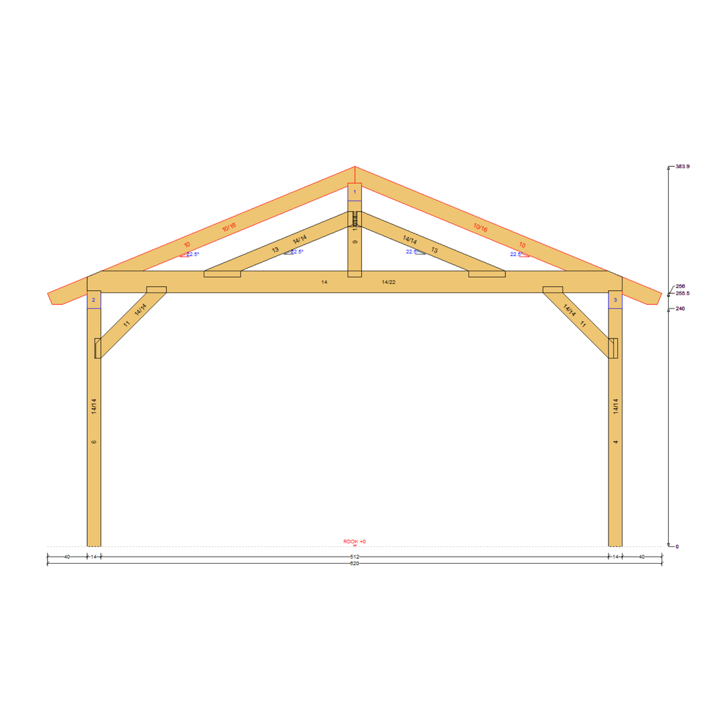 Bauplan Doppelcarport Satteldach 28 Querschnitt mit Bemaßung