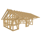 Bauplan Doppelcarport Satteldach 29 3D-Ansicht schräg von vorn