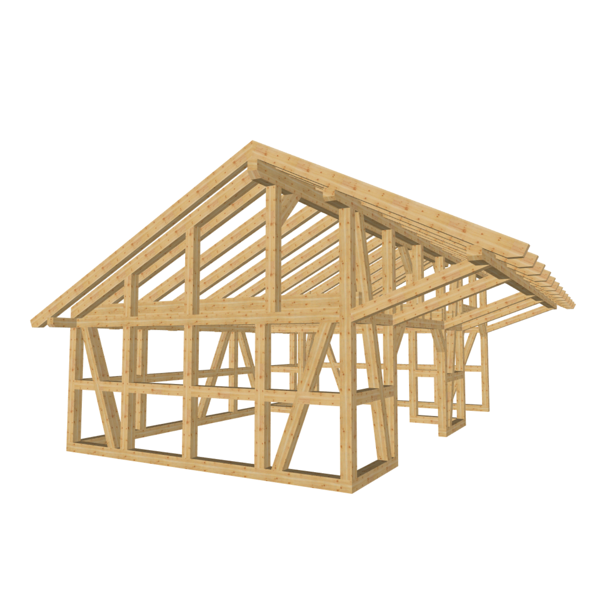 Bauplan Doppelcarport Satteldach 29 3D-Frontansicht
